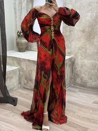 Robes décontractées Femmes Plis Loungewear Robe de vacances Printemps Automne Manches longues Sexy Zipper Maxi Imprimer Mode Élégante Dames Fête