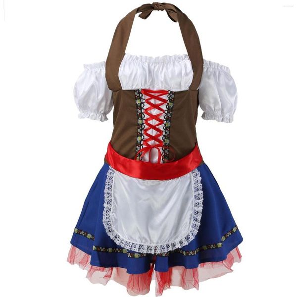 Robes décontractées Femmes Allemand Bavarois Oktoberfest Costumes À Manches Courtes Robe À L'épaule Traditionnelle Bière Fille Costume Robes