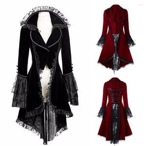 Robes décontractées femme en dentelle à lacets à lacette bas à bas manteau noir steampunk victorien veste gothique veste noble médiéval robe de cour plus taille