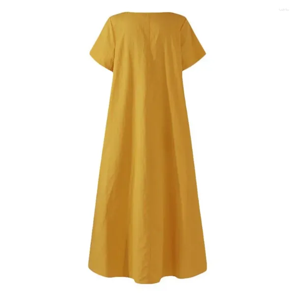 Robes décontractées Femmes Robe longue élégante A-ligne Midi avec conception de balançoire plissée Tissu respirant doux Flatteur rond pour les femmes