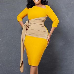 Casual jurken vrouwen lange mouw schroef nek ol elegante bodycon midi jurk maxi voor robe demoiselle d honneur femme courte