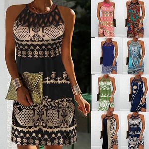 Robes décontractées femmes lâche Floral Vintage sangle volants trou dentelle robe grand grand été gilet réservoir Camis fête plage grandes tailles