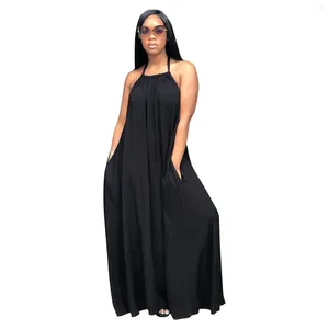 Robes décontractées Femmes Loose Strewear Strewear Robe Femme Backless Halter Robe Girl's Sans manches Camis Vestidos Lady's