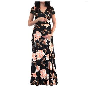 Vestidos casuales Mujeres Maternidad Maxi Vestido Estampado floral Vestido de embarazo Pografía Props Ropa Playa