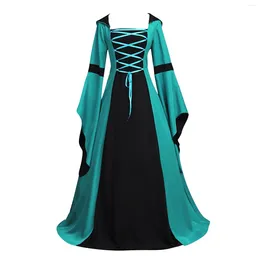 Robes décontractées femmes médiévales dames rétro robe robe halloween costume cosplay cour noble robe antique manche de cloche princesse vestidos