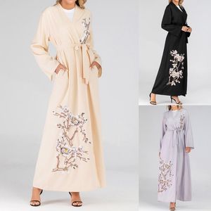 Robes décontractées femmes musulman Abaya Robe longue imprimé fleuri Vintage caftan islamique Maxi Robe Vestidos Sukienki Jurken 2023