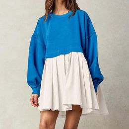 Robes décontractées Femmes Sweatshirt surdimensionné à manches longues à manches à manches longues à manches longues à manches longues Mini robe