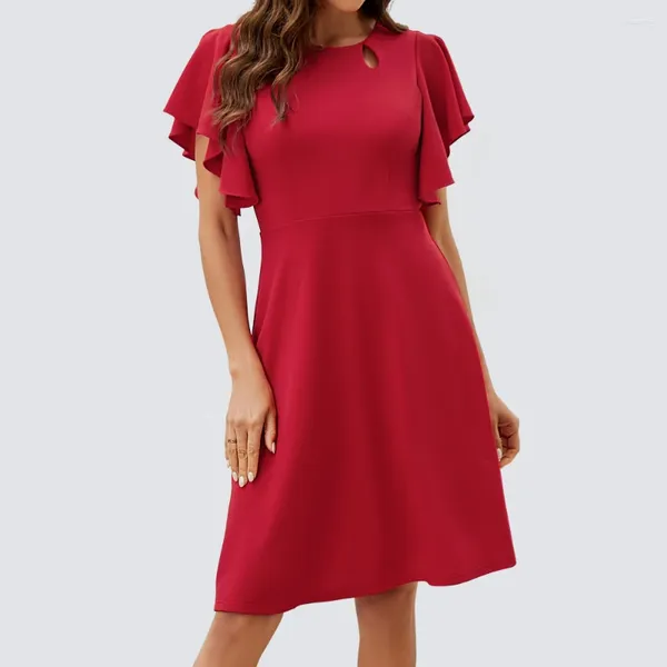 Vestidos casuales Mujeres Retro Elegante Sin mangas Hollow Out Swing Flare Vestido HA398