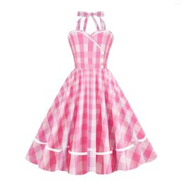 Casual Jurken Dames Jaren '50 Rockabilly Jurk Mouwloos Halternek Vintage Dames Zomer Korte Mouw Maxi Voor Dames