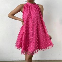 Casual jurken dames 2024 zomer sticker mesh losse sexy off schouder mouwloze hangende nek Koreaanse elegante feeënvestidos