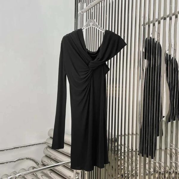 Vestidos casuales de manga larga asimétrica para mujeres Decoración retorcida Decoración Peplum Fashion Otoño e Invierno Y2K 2024