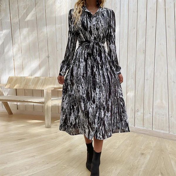 Robes décontractées Vêtements pour femmes Femme Noir Midi Élégant One Piece Dance Streetwear Y2k Automne