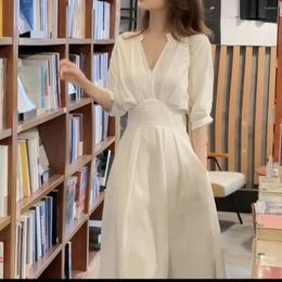 Robes Décontractées Robe Femme 2023 Chemise Blanche Col Niche Design Sens Jupe Longue Été