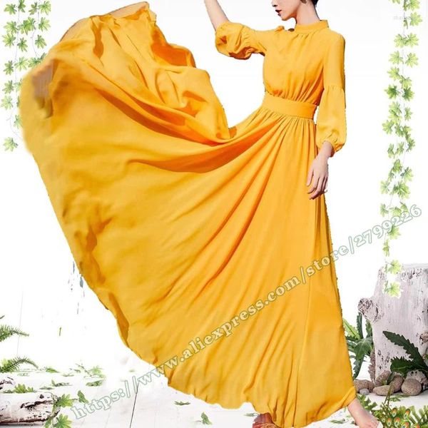 Robes décontractées élégantes French Seaside Beach Summer Summer Long Robe 2024 Orange en mousseline orange