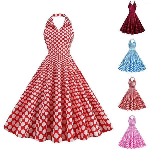 Robes décontractées Femmes élégantes Vintage Rockabilly Robe pour femmes Années 1950 Style Polka Dot Swing Rétro Costumes Costumes Film