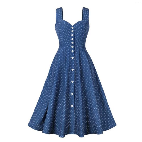 Robes décontractées Robe Rockabilly Vintage élégante pour femmes pour femmes Style des années 1950 à pois Swing Costumes de fêtes rétro robes d'été courtes