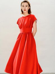Robes décontractées Mode féminine Noir Rouge Triacétate 23Printemps Été Dames Chemise Sexy Bureau Travail Quotidien Beachwear Fée Body Con Robe