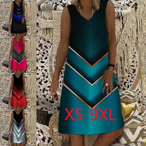 Vestidos casuales Moda femenina Vestido suelto sin mangas Estampado Verano Sexy Mini Tallas grandes XS-9XL