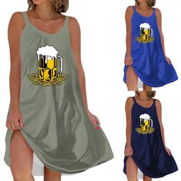 Robes décontractées Mode féminine Sexy Retro Beer Festival Robe à bretelles imprimées Femmes Pull en détresse