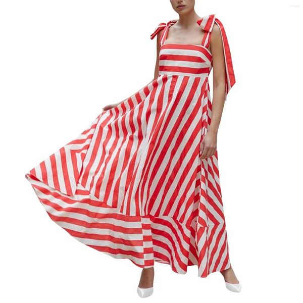 Robes décontractées Mode féminine Sexy Stripe Couleur Sans manches Sangle réglable Robe sans bretelles Robes de Fiesta Elegantes Para Mujer 2024