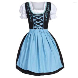 Vestidos casuales de las mujeres alemanas Oktoberfest Dirndl vestido de disfraz para Cosplay medieval fiesta encaje hasta vendaje Summmer Vintage festivales