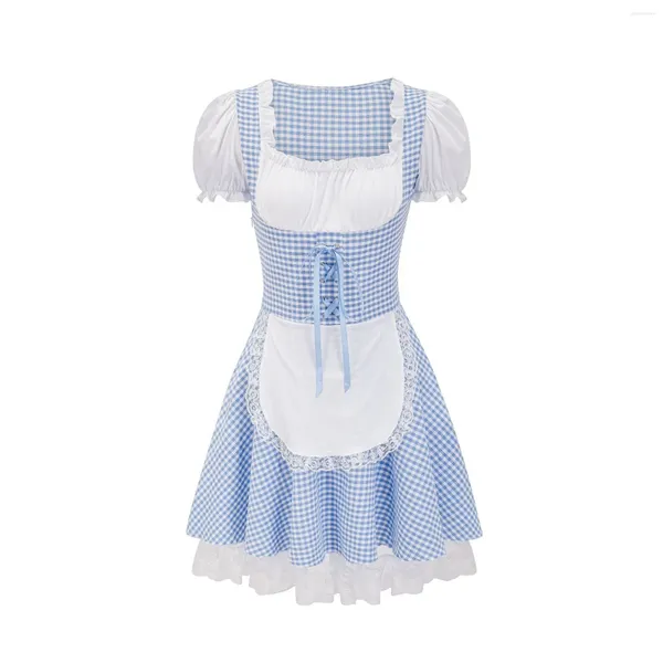 Robes décontractées Femmes allemandes Oktoberfest Vêtements traditionnels Robe de cocktail à carreaux sans manches Robes d'été mignonnes pour les femmes Travail des femmes