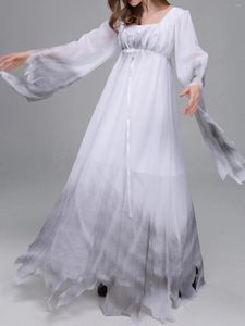 Casual Jurken Dames Gothic Victoriaans Spookkostuum Gossamer White Fancy Dress Halloween Cosplay Haunter Party Outfit Voor Volwassenen Kleding