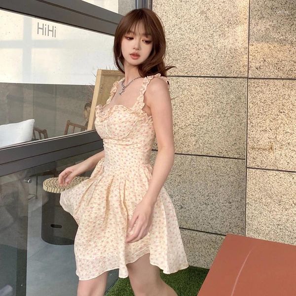 Vestidos informales Harajuku japonés para mujer Vintage Ulzzang suelto dulce encantador vestido floral femenino coreano Kawaii ropa linda para mujeres