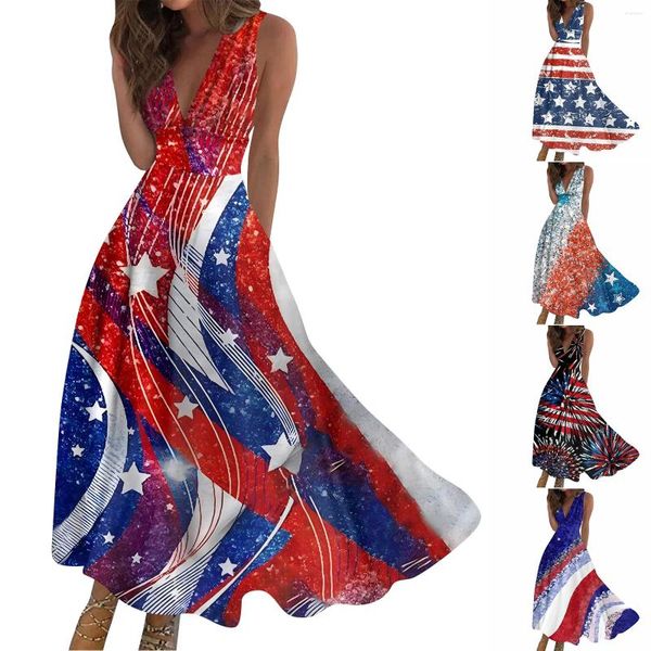 Robes décontractées robe longue de femme maxi maxi sans manches V cou cou de cou de la taille boho