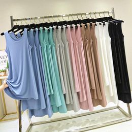 Robes décontractées pour femmes modales entièrement glissade robe spaghetti sangle de sangle de 88 à 118 cm de long sous camisoles glisse le jupon lnner