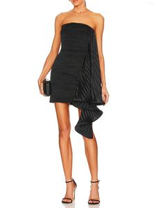 Casual Jurken Dames S Glinsterende Lovertje Strapless Bodycon Mini Jurk Met Verstoorde Zoom - Glamoureuze Mouwloze Avondjurk