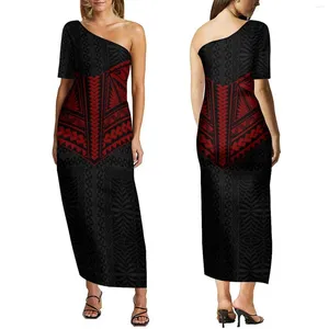 Casual jurken Damesjurk met korte mouwen Polynesische aangepaste print Maxi Hawaii Grote maat Off-the-shoulder feest