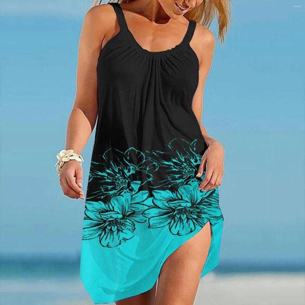 Robes décontractées Femmes Summer Beach Sundress Mode Tie Dye Imprimé Mini Plus Taille Lâche Court Style Bohème Réservoir