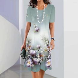 Robes décontractées Robe d'été pour femmes Filles Mode Pull Fleur 3D Jupe imprimée 2024 Vacances élégantes Vêtements amples