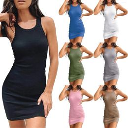 Casual jurken dames zomer mode mouwloze sexy strakke tanktop jurk slanke jeugdige feestvestidos midi