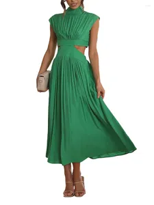 Vestidos casuales Summer S Summer Maxi Mock Mock Flowy Cutty Corto sin mangas Elegante Vacaciones Formal