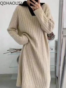 Robes décontractées Robe pull femme version coréenne paresseux automne hiver 2023 dans le style à la mode mi-longue tricotée femmes