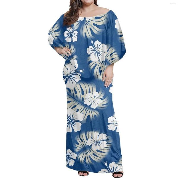 Robes décontractées Vêtements pour femmes 2023 Printemps et automne Style hawaïen Mode Imprimer Off-The-Shoulder Half-Sleeve Elegant Banquet Ground Skirt