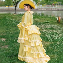 Robes décontractées Robe de mariée victorienne jaune pour femmes Costume de soirée édouardien Renaissance