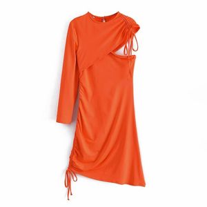 Vestidos casuales Mujeres Sexy Solo Hombro Sólido Cordón Tejido Vestido delgado Mujer Chic Lace Up Club Party Wear Vestidos de marca