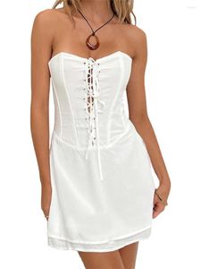 Robes décontractées Femmes Sexy Tube Robe Bustier Hors Épaule Sans Bretelles Bandage Avant Slim Fit Serré Mini Pour Club Cocktail