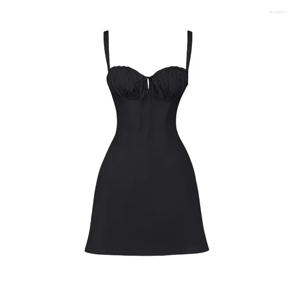 Robes décontractées Femmes sans manches à lacets dans le dos Carlotta Black Corset Mini robe