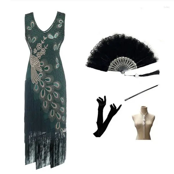 Robes décontractées Femmes sans manches Prom Party Gaine Robe de soirée Y2K 1920S Paillettes Col V Petite robe de bal Midi Vintage Gatsby