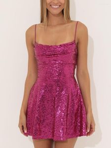 Casual Jurken Vrouwen Sparkle Pailletten Mini Jurk Spaghetti Band Backless Vierkante Hals Glitter Ingericht Bodycon Disco Club Verjaardag