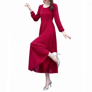Robes décontractées femmes printemps et été robe longue mode mousseline de soie a-ligne tempérament féminin 2024