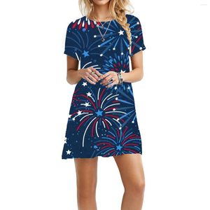 Casual jurken vrouwen zomerjurk 2023 VS onafhankelijkheidsdag mode mode korte mouw mini vestidos de fiesta elegantes para mujer