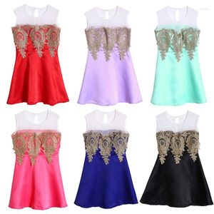 Robes décontractées femmes été soirée bal robes de bal robe de mariée courte formelle élégante or dentelle Applique intégré soutien-gorge goutte