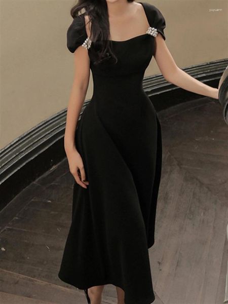 Robes décontractées Femmes Été Corée Style Hors Épaule Robe de soirée noire Femme Élégante Fête Vestdios Vêtements