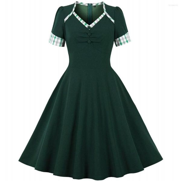 Vestidos casuales Mujer Verano Pin Up Vestido de fiesta 2023 Manga corta Retro Robe 60s 50s Vintage Rockabilly Swing Vestidos