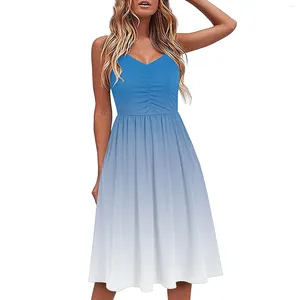 Casual jurken vrouwen zomer sling elegante suspener backless vakantie strand v nek jurk zwarte a-line knie hoogvestido